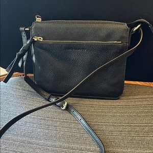 Vince Camuto Black Pebbled Leather Crossbody with Tassel